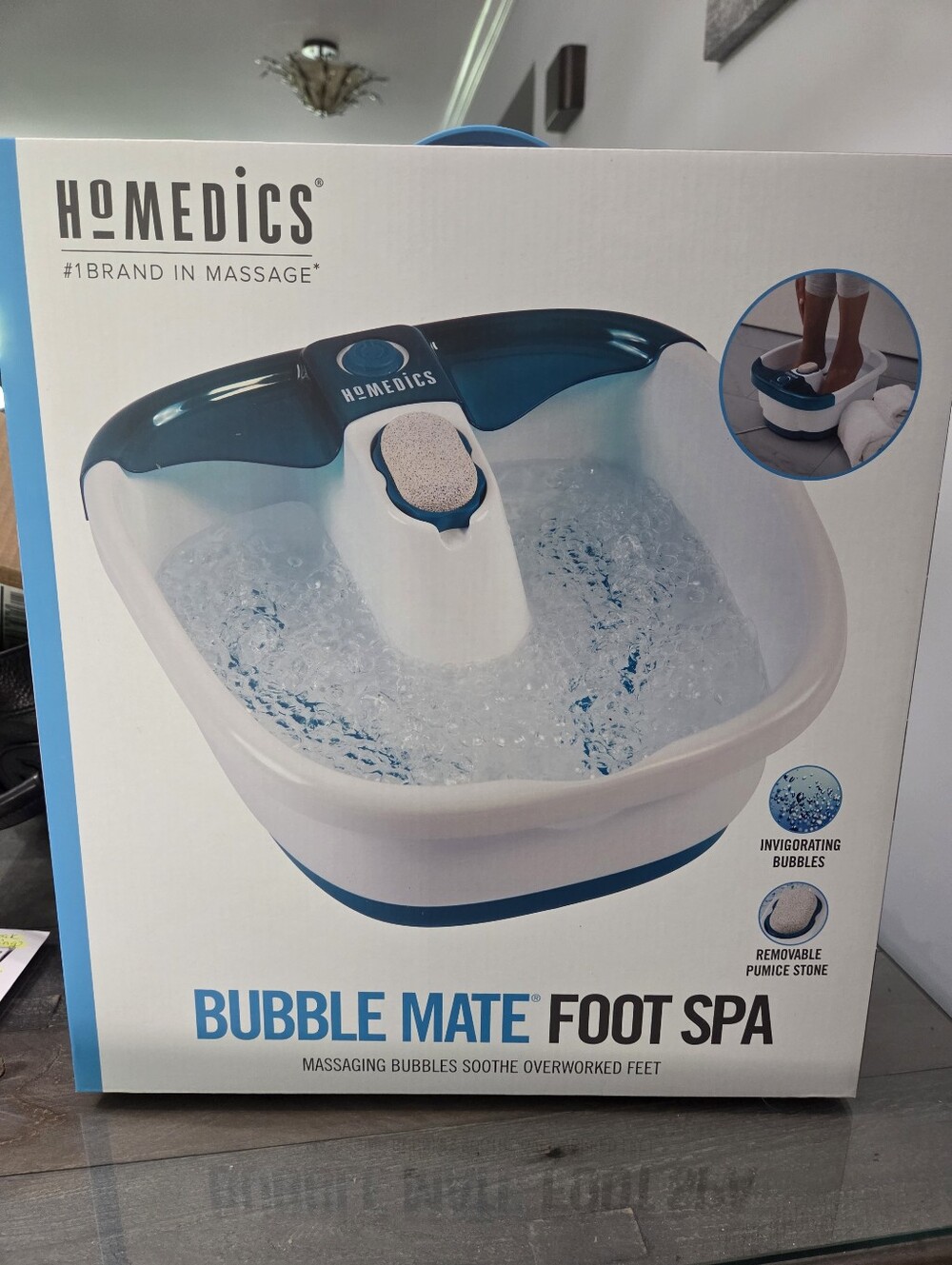 HoMedics Bubble Mate Foot Spa - White & Teal Blue Accents